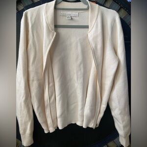 Cream off white Zip-Up Cardigan. Gold zipper Small